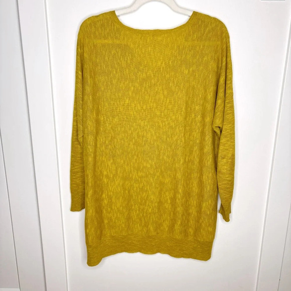 Eileen Fisher Linen Cotton V Neck Pullover  Sweater Size S Chartreuse - Picture 3 of 3